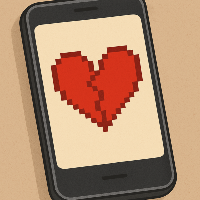 Coração partido na tela do celular (1)